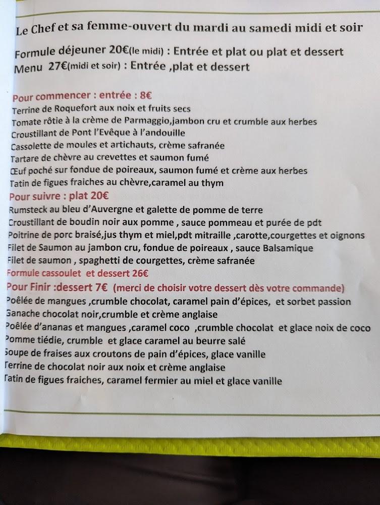 Le Chef et sa Femme - Menu Image 1